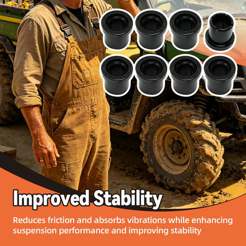 Tough As Nails Upper And Lower A Arm Suspension Flanged Sleeve Bushings Isolators Set displayed with John Deere Gator.