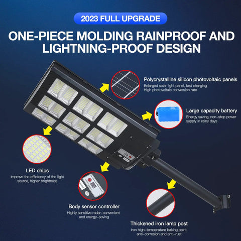 Outdoor Solar Street Light With Motion Sensor And Remote IP67 Waterproof Wall Mount LED Flood Light for Patio focus on features.