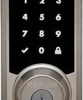 Premis Touchscreen Smart Lock With Apple HomeKit Integration in Satin Nickel Finish showing keypad