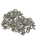 Top Shelf 100 Pack M3.5 X 10mm Round Head Metric Machine Screws Featuring Phillips Drive And Cross Recessed Slots in a pile.