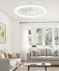 20 Inch Low Profile Breezy Ceiling Fan With Lights And Remote Dimmable LED Light in modern living room