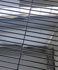 Close-up of Stainless Steel Peel And Stick Backsplash Kit With 10 Sheets, Polished Silver Subway Brick Tiles, 3D Mirror Finish