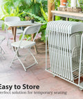 Folded 10 Pack Foldable Plastic Chairs For Indoor And Outdoor Use, Stackable Folding Chairs With 350 Lb Capacity Steel Frame