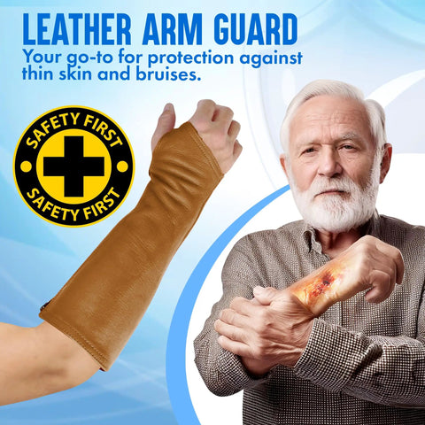 Kickass Genuine Cowhide Arm Chaps And Slip Resistant Sleeves Lock Down Tight to protect against cuts and bruises on an arm.