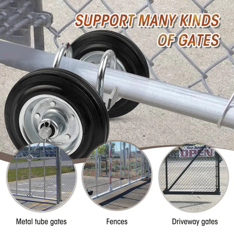 Heavy Duty Gate Wheel 6 Inches With Rubber Roller for Metal Tube Gates and Driveway Fences, sliding gate roller