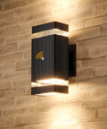 Dusk To Dawn Outdoor Wall Light With 5W LED Bulbs, IP65 Waterproof Aluminum Up And Down Exterior Light Fixture on brick wall