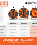 50 Ft Outdoor Extension Cord Reel With 14 AWG SJTW Cable, Heavy Duty Rewind Handle, Premium Cord Retractor for workshop