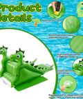98 Inch Giant Inflatable Pool Slide for Kids and Adults, green dinosaur design, durable PVC material, features built-in water sprayer