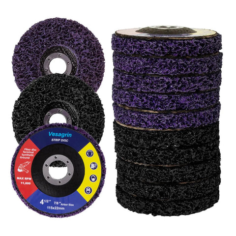 10 Pack 4.5 Inch Strip Discs for Angle Grinder With Seven Eighths Inch Arbor, Heavy Duty Metal Rust and Oxidation Paint Remover