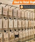 80 Pack Slatwall Hooks Set With 4 6 8 10 Inch Heavy Duty 0.24 Inch Thick Black Slatwall Accessories showcasing jewelry display
