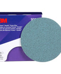 Trizact Hookit Foam Disc P5000 3 Inch Blue Pack Of 15 for Perfect-It Paint Finishing System next to packaging box.