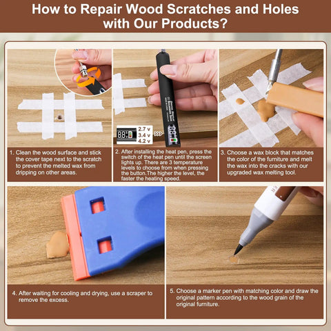 How to use Slick Vinyl Floor Repair Kit With Smart Heat Tool for wood scratches and holes restoration.