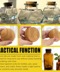 Assorted Wooden Cork Plugs Kit, 41 Pieces In 6 Sizes, Tapered And Ball Corks, displayed with glass jars and demonstrated in hand