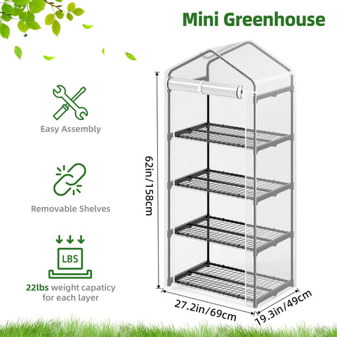 Four Tier Mini Greenhouse For Indoor And Outdoor Use With Adjustable Shelves Space Saving Vertical Grow House Reinforced Steel Frame Waterproof Mesh Cover Ideal For Balcony Patio Deck Or Kitchen Garden
