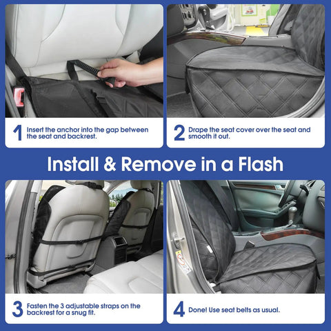 Heavy Duty Front Seat Cover For Dogs With Side Flaps Waterproof 900D Protector installation steps in car interior