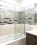 Modern Iridescent Glass Metal Mosaic Tile Backsplash For Kitchen And Bathroom White Silver Linear Wall Tiles in a shower