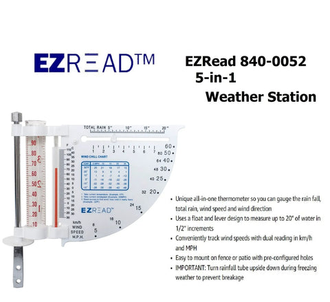 All In One Outdoor Weather Station With Rain Gauge, Wind Speed And Direction, Thermometer And Mounting Kit, White Finish