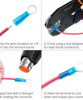 Illustration of connecting Marine Grade Heat Shrink Ring Terminals For 16 To 14 AWG Red Eyelet Connectors Waterproof Electrical Terminal Pack Of 130 Easy Crimp And Seal Ideal For Boat And Auto Wiring