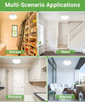 Various rooms with Four Pack 9 Inch Motion Sensor Ceiling Lights Wired LED Flush Mount Bright White 18W 1800lm installed