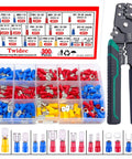 Insulated Spade Crimp Connector Kit 300Pcs 16 Types with crimping tool and terminals in organized plastic box