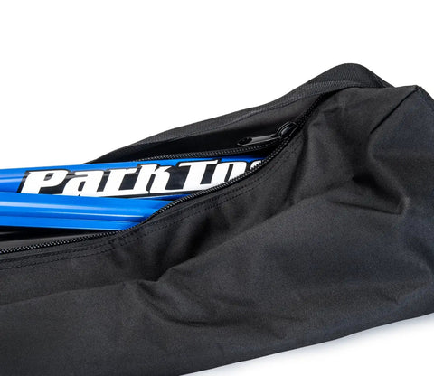 Open Beefy Travel And Storage Bag For Folding Bicycle Repair Stands That Fits PCS 10.3 PCS 9.3 PRS 25 PRS 26 showing interior contents.