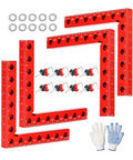 Heavy Duty 90 Degree Corner Clamps For Woodworking 4 Pack 5.5 Inch Aluminum Right Angle Squares with gloves and clamps.