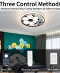 Cool Soccer Ball LED Ceiling Light For Kids Room And Bedroom, Dimmable Flush Mount Fixture with remote in kids bedroom