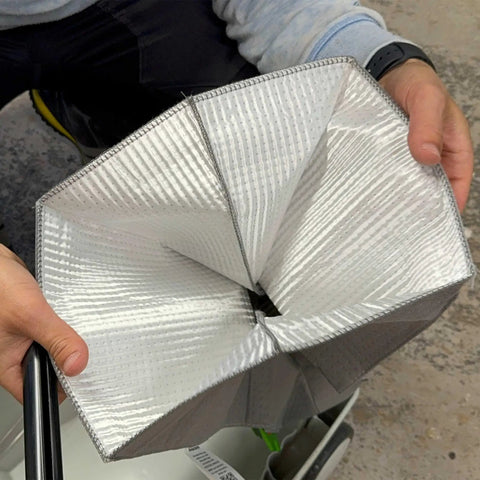 Person holding open Reusable Dust Bag For Festool Midi CT 15 E And CT 25 HEPA Dust Extractors, showing interior texture