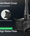 VIVOSUN submersible pond pump, 400W, 20000 LPH, for pond, waterfall, and fish tank.