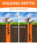 72cc Gas Powered Post Hole Digger With 4 Inch, 8 Inch And 12 Inch Auger Bits, 24 Inch Extensions showing 31 and 55 inch depth