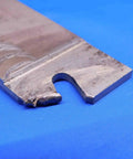 Self-Grip SGIH 32-5 Double Ended Cutoff Blade for Parting and Grooving, 5 7/8 Inch Overall Length, Built for Pros and Die Work, Smooth Clean Cuts, Heavy Duty Precision Tool, BR5710BH3 close-up of worn metal cutting edge