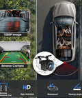 Image of a Plug and Play Wireless CarPlay Car Stereo Road Trip Ready With 7 Inch HD Touchscreen, Apple CarPlay And Android Auto, Backup Camera displaying 1080P reversing image and viewing angles on road.