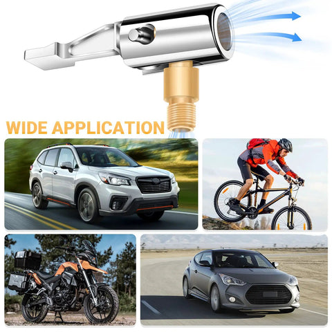 All Metal Lock On Air Chuck For Tire Inflation 90 Degree Locking Valve Chuck with vehicles and cyclist, wide application