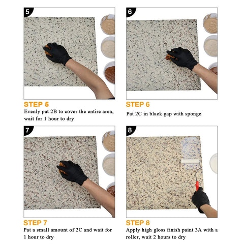 Applying Granite Countertop Paint Kit For Kitchen And Bathroom Brown Finish With High Gloss Topcoat DIY steps with sponge and roller.