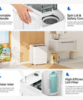 Top Tier Compact Portable Washing Machine With Fast Spin Dryer, Straight Up Solid Mini Semi Automatic Laundry Washer showing features like portable handle and high-efficiency lint filter.