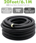 Must-Have 8AN CPE Fuel Line Kit With 20FT Nylon Braided Hose And 0 Degree Plus 90 Degree Swivel Fittings For High Performance Street Cars And Race Rigs, 20FT black braided hose