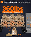 Lightweight Folding Wagon Cart with wheels carrying 360lbs of weight, showing portable outdoor utility for grocery, camping, and beach use.