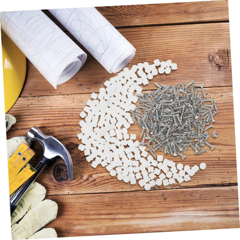 Two Hundred Piece Cabinet Fitting Kit With Rock Solid Self Tapping Screws And Heavy Duty Metal Connectors for no sweat drawer and door setup with screws and plugs.