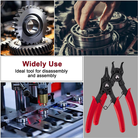 4 In 1 Snap Ring Pliers Set For Removing Retaining Clips Circlips And Snap Rings With Internal External Jaws, 5 Inch Handle