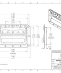 Technical drawing of Two Pack Medium Spring Loaded Recessed Handles in Black Powder Coat on Sixteen Gauge Steel with Padded Grips.