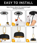 Installation steps for Industrial Pendant Lights 2 Pack Black Farmhouse Ceiling Fixtures Vintage Hanging Lights For Kitchen Island