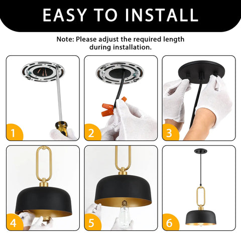 Installation steps for Industrial Pendant Lights 2 Pack Black Farmhouse Ceiling Fixtures Vintage Hanging Lights For Kitchen Island