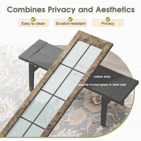 Preassembled Bifold Barn Door Set 32 by 84 Inches With Double 16 by 84 Panels Solid Wood and Grid Glass Includes Hardware Kit