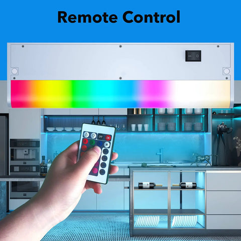 Under Cabinet Lighting You Can Hard Wire Or Plug In, Dimmable RGB Color Changing LED Fixture With Remote, kitchen install