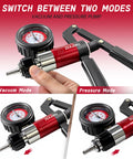 All In One Handy Vacuum Pump Brake Bleeder Kit For Auto Maintenance shown with modes and gauge details