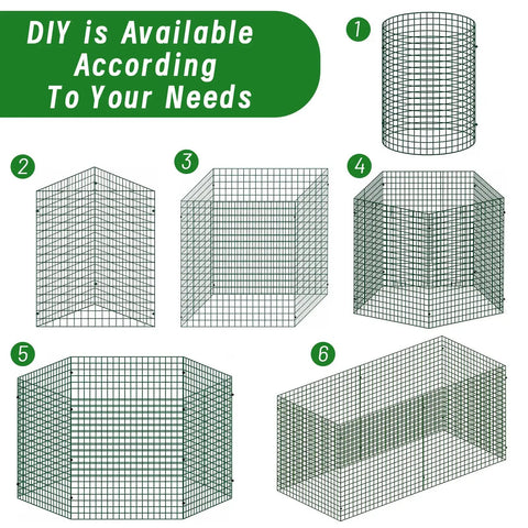 DIY Garden Animal Shield Cages For Outdoor Plants, No Fuss Reusable Square Mesh Plant Covers Kit shapes with 12x12 panels shown.