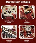 3D Marble Run Puzzle Kit For Adults, Fantasy Land Wooden Mechanical Model Building Set, Gear Ball DIY Kit, Mind Blowing Marble Track For Home Decor, Challenging Yet Satisfying Puzzle Gift Idea, wooden detail close-up