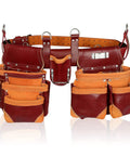 Grain Leather Tool Belt Rig Pro Grade With 18 Pockets Double Pouches Hammer Holders Padded Belt Carpenters Framers Electricians