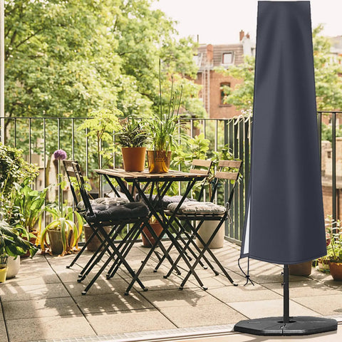 Heavy Duty Patio Umbrella Cover With Zip, 420D Oxford Fabric, Waterproof Shield For 9ft To 12ft Market Umbrellas in dark grey
