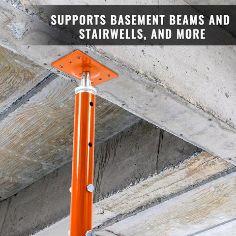 2 Pack Adjustable Screw Jack Posts Built Like A Rock With Zero Hassle Setup, 37 To 61 Inch Height Range, Heavy Duty Basement Floor Support For Joist Lifting And Cellar Ceilings, 11023 Lbs Safe Lift Capacity, Orange, supporting basement beams and stairwells.